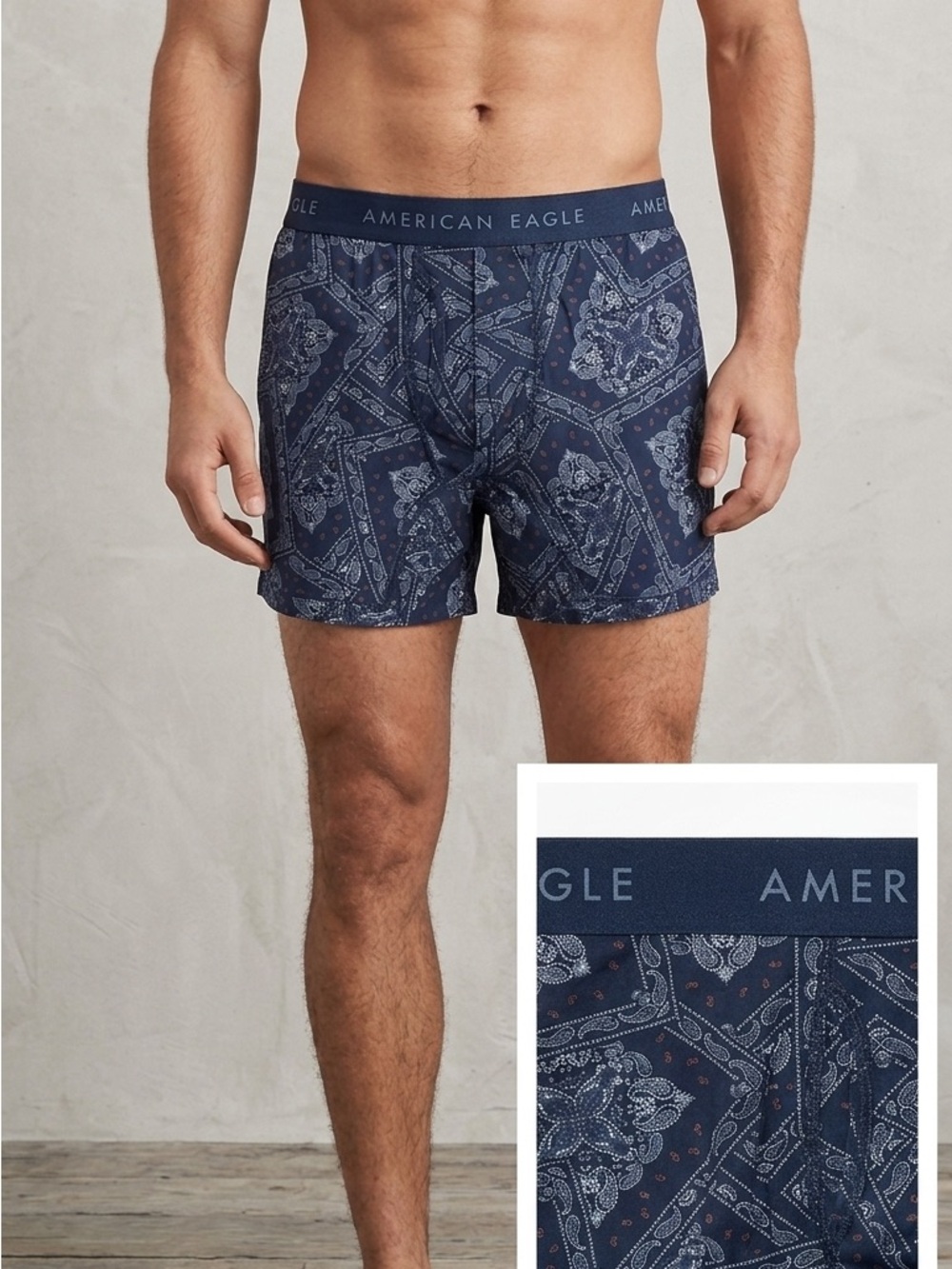 American Eagle Outfitters Navy Paisley Boxer Brief